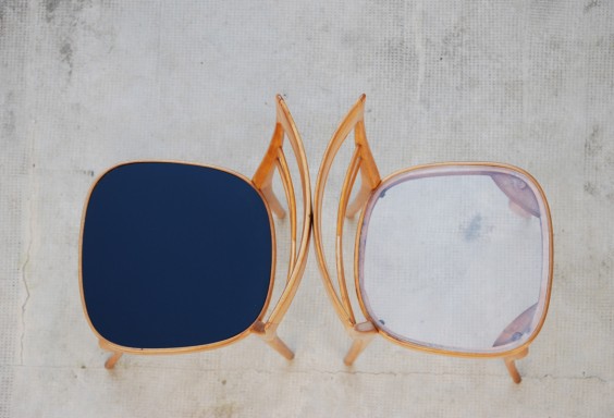 sedie in faggio, anni '40, con seduta in plexiglass.